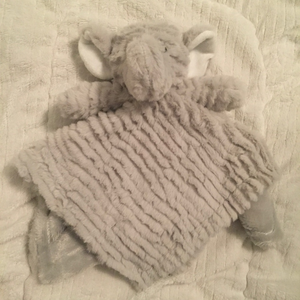 New Baby Mode Signature Elephant Ridged Grey Knit Security Blanket Lovey